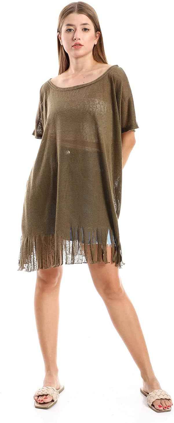 كفر أب نسائي سادة من جميلا مزين بشراشيب – أزياء خارجية خفيفة وأنيقة – Safqqa Egypt