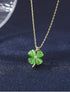BUBGDYFO Women Four Leaf Clover Necklace Gold Chain Green Opal Pendant