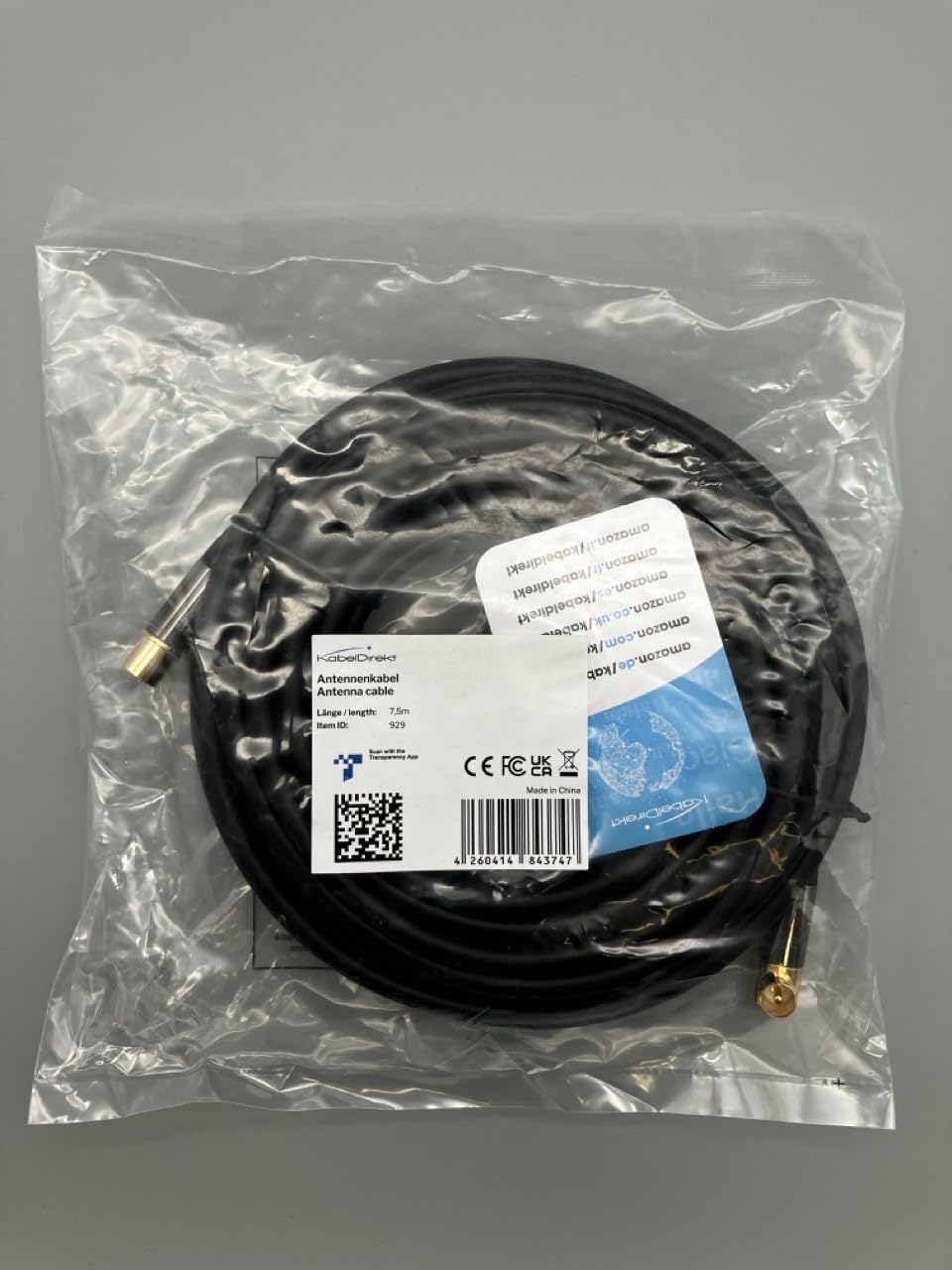كابل كوكسيل من كابل دايركت بطول ٧٫٥ أمتار مصمم لنقل الإشارة بجودة عالية للتلفزيون، التلفزيون عالي الوضوح، والراديو. يتميز بمقاومة ٧٥ أوم لضمان تقليل فقد الإشارة واستقبال واضح