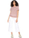 Matalan Striped Ruffled Hem Short Sleeves Round Neck T-shirt for Women,Short sleeves ideal for warm weather.