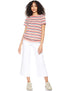 Matalan Striped Ruffled Hem Short Sleeves Round Neck T-shirt for Women,Short sleeves ideal for warm weather.