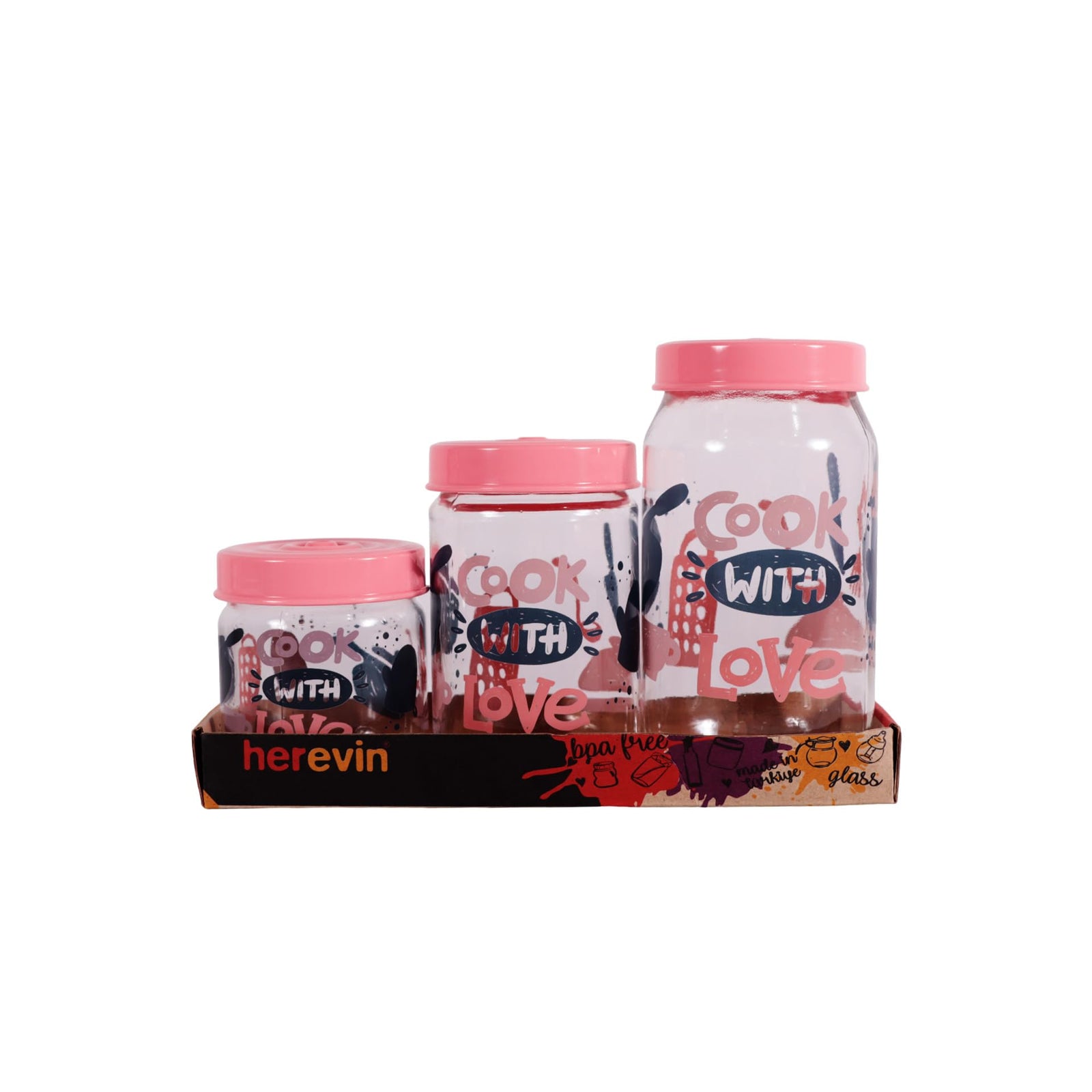 Herevin Decorated Canister Made From Durable, High-quality Materials, 3-Piece Set