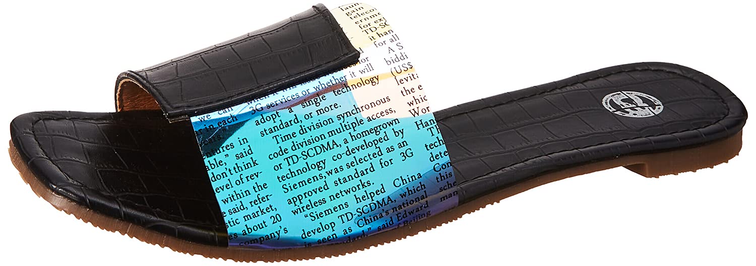 Club Aldo Letter Print Square Toe Slides for Women
