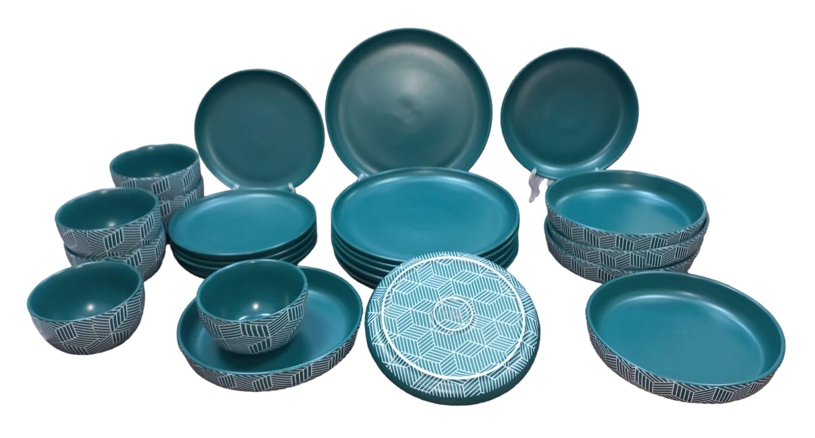 Mazaj Porcelain Dinner Set 24 Pcs (Composition: 6 Dinner Plates / 6 Dessert Plates / 6 Deep Plates / 6 Bowls)