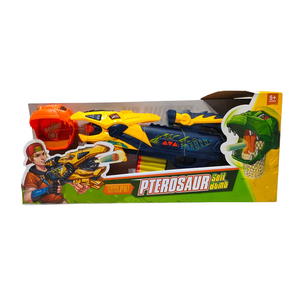 Pterosaur soft bullet gun with voice with light, with target, with 10 soft bullets toy for boys