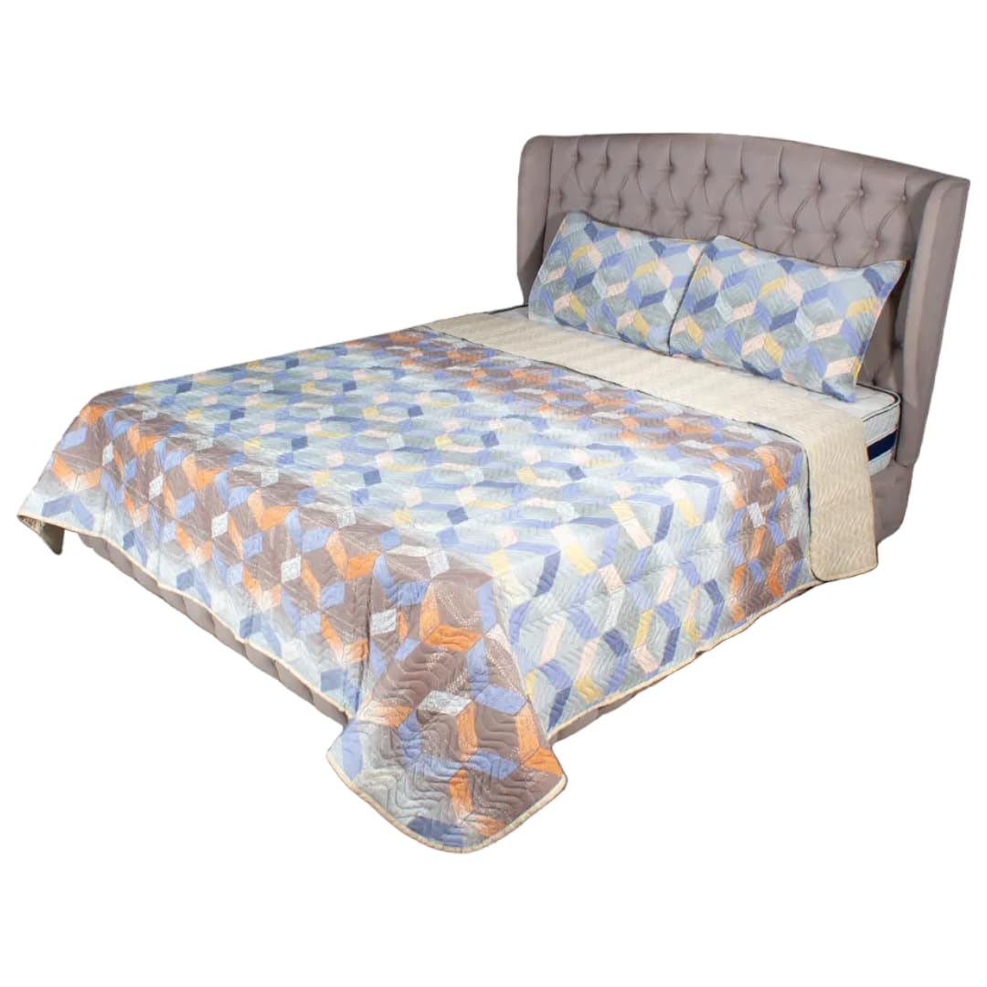 Forbid Double Poly-Cotton Coverlet Set - Multi-Colored (3 Pieces: Coverlet 240 x 240 cm + 2 Pillowcases 70 x 50 cm)