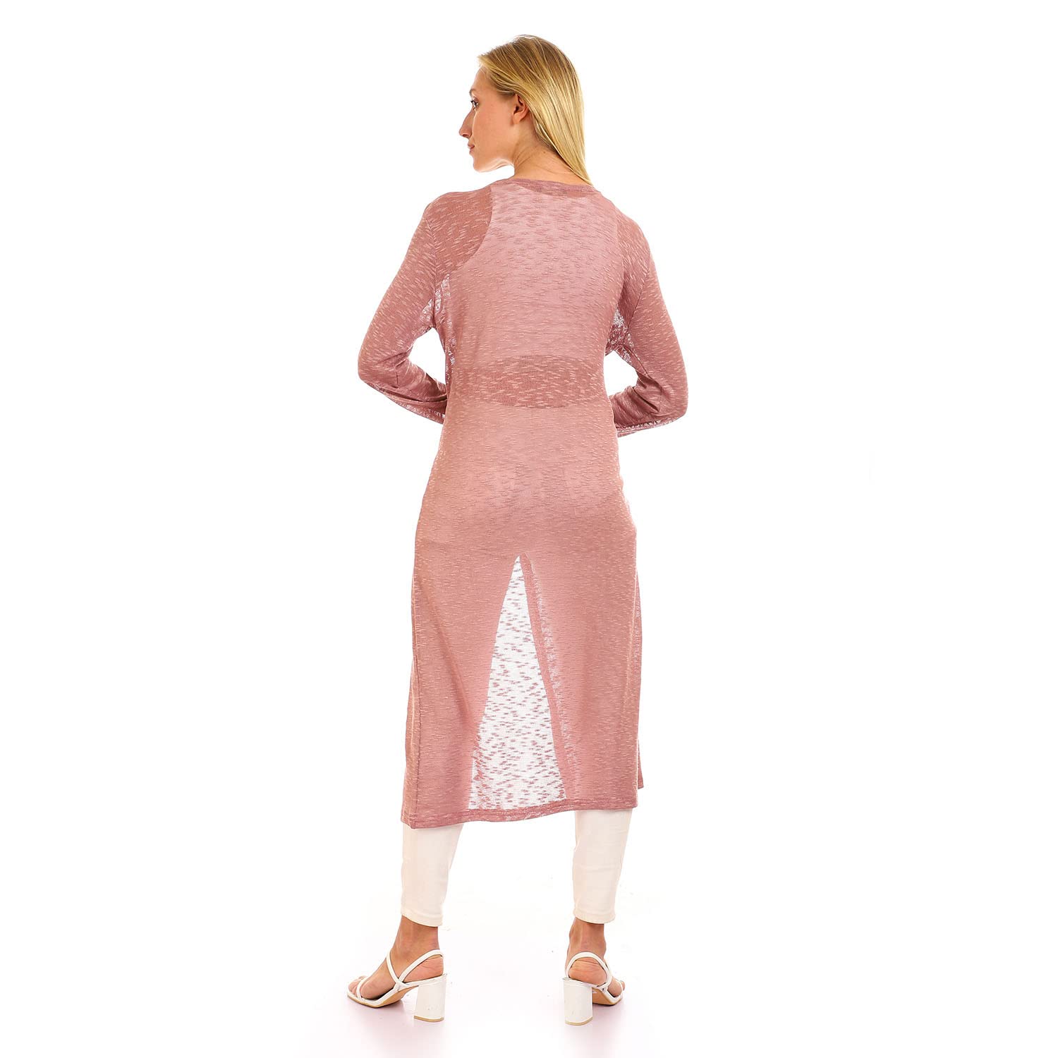 JAMILA Self Patterned Open Neckline Long Cardigan For Women,Long silhouette provides extra coverage and style.