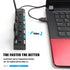 Multi Port USB Splitter, 7 Port USB 2.0 Hub, USB A Port Data Hub with Independent On/Off Switch and LED Indicators, Lights for Laptop, PC, Computer, Mobile HDD, Flash Drive and More (Black 2.0) - Safqqa Egypt