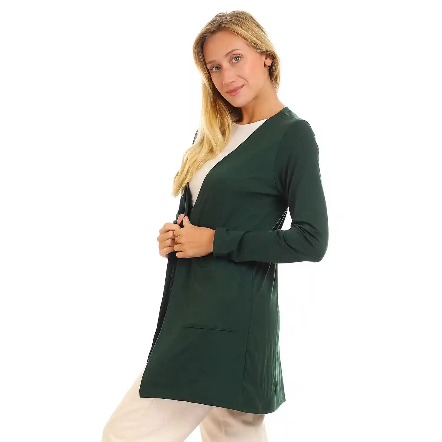 JAMILA Women Basic Plain Open Neckline Cardigan SWEATER