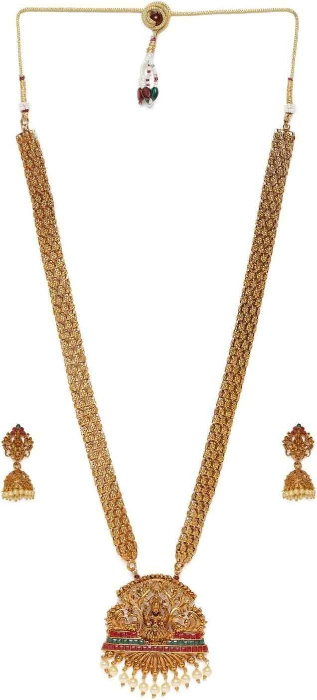 ZAVERI PEARLS Antique Gold Tone Bridal Collection Long Temple Neckla - Safqqa Egypt