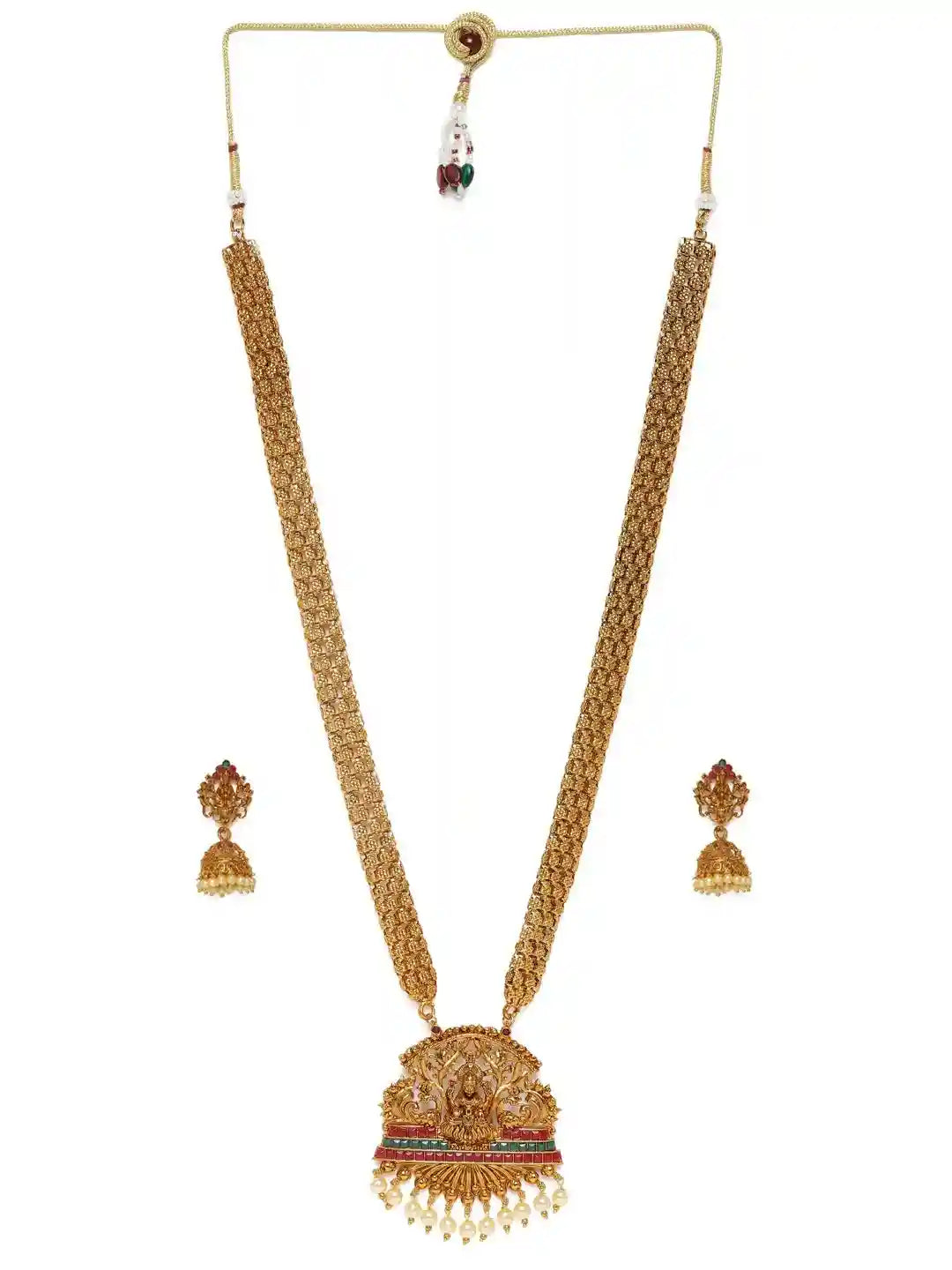 ZAVERI PEARLS Antique Gold Tone Bridal Collection Long Temple Neckla - Safqqa Egypt