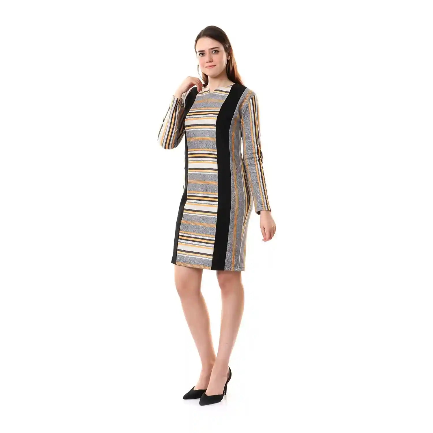 Andora Striped Full Sleeves Casual Dress For Women,Lightweight and easy to wear throughout the seasons. - Safqqa