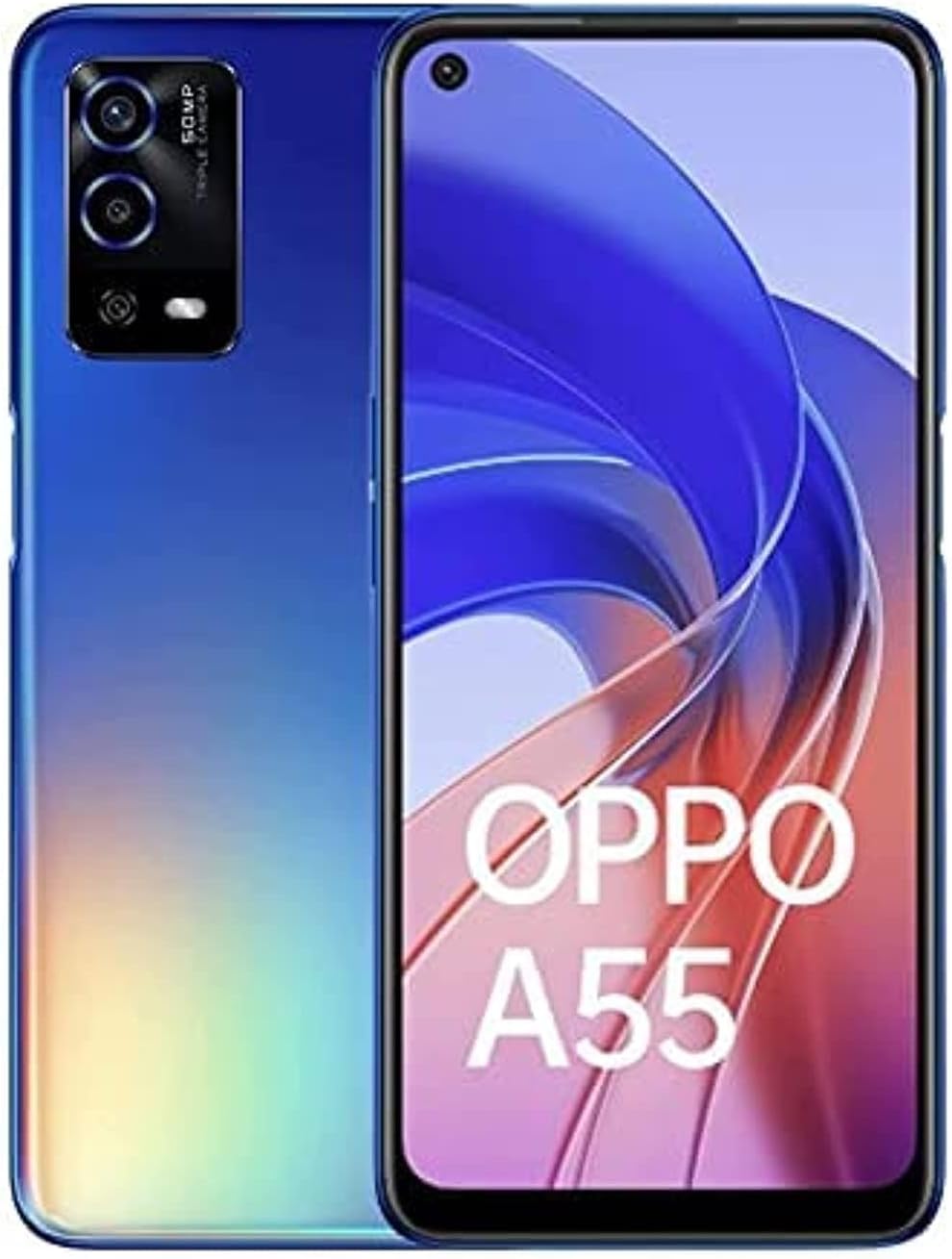 OPPO A55 ثنائي الشريحة 4 جيجا بايت رام + 64 جيجا بايت روم (6.5 بوصة) (4G) - أزرق قوس قزح (الإصدار العالمي) 