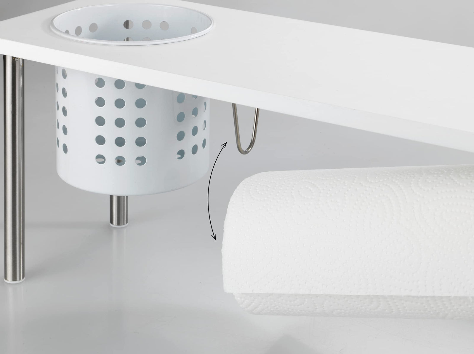 رف مطبخ وينيكو بلانكو مع حامل مناشف وأدوات مطبخ، 55x21x18 سم، 