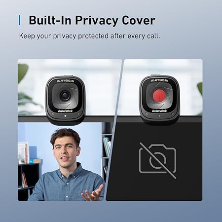 كاميرا ويب AnkerWork C310 بدقة 4K | فوكس تلقائي + عزل ضوضاء + تتبع ذكي 