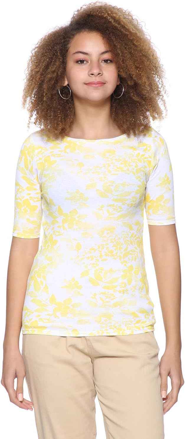 Splash Floral Pattern Boat Neck Short Sleeves Blouse for Women - Safqqa Egypt