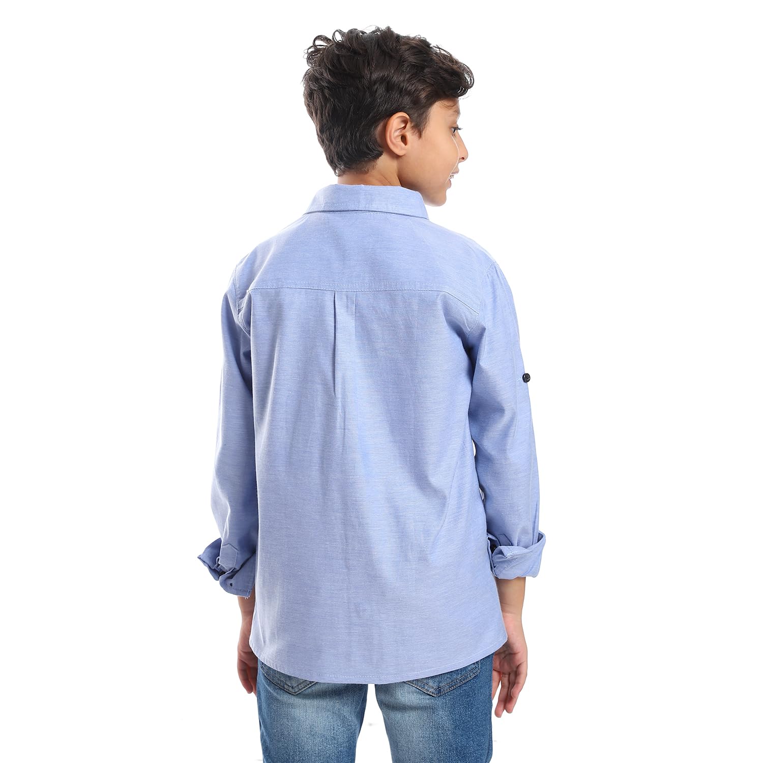 Generic Boys Casual Roll Up Sleeves Cotton Shirt - Safqqa Egypt