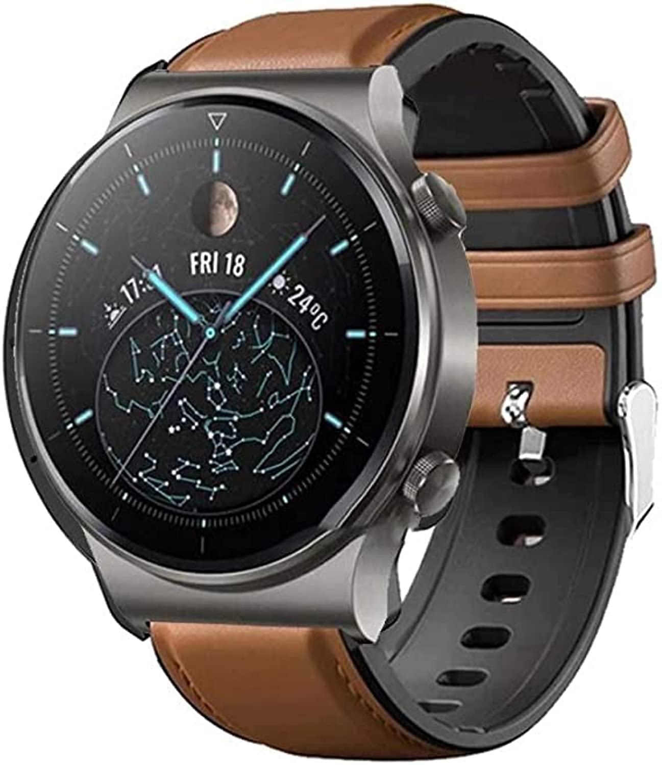 UNIPHA Replacement leather and silicone strap for Huawei Watch GT 3 Pro, brown