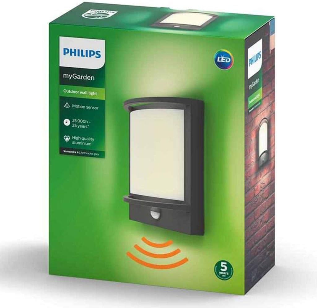 مصباح حائط خارجي بالأشعة تحت الحمراء من فيليبس ماي جاردن ساموندرا 83 واط - أنثراسيت 