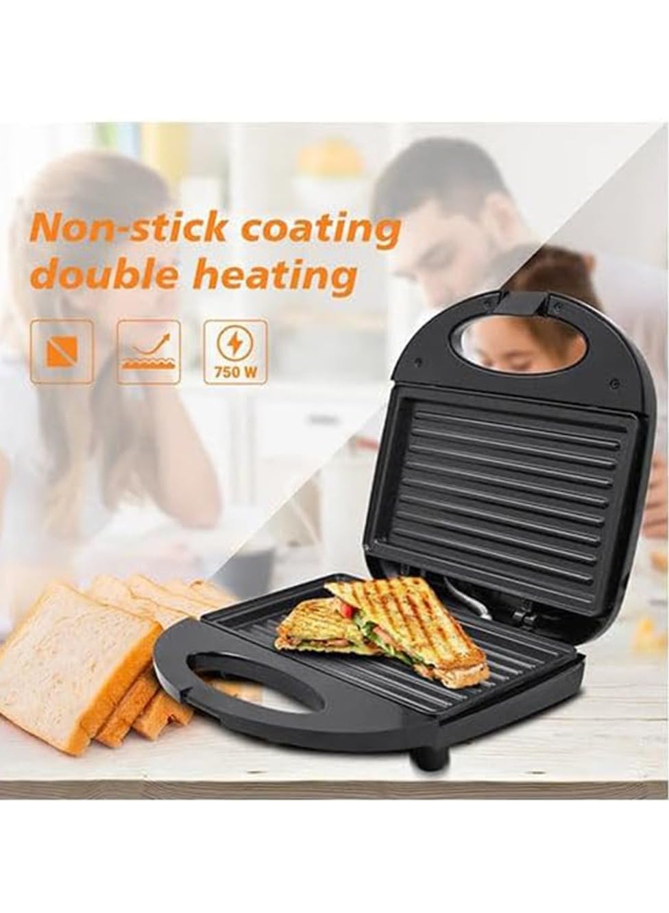 Sandwich Maker 1300 2×1  – Fast Heating & Powerful Performance