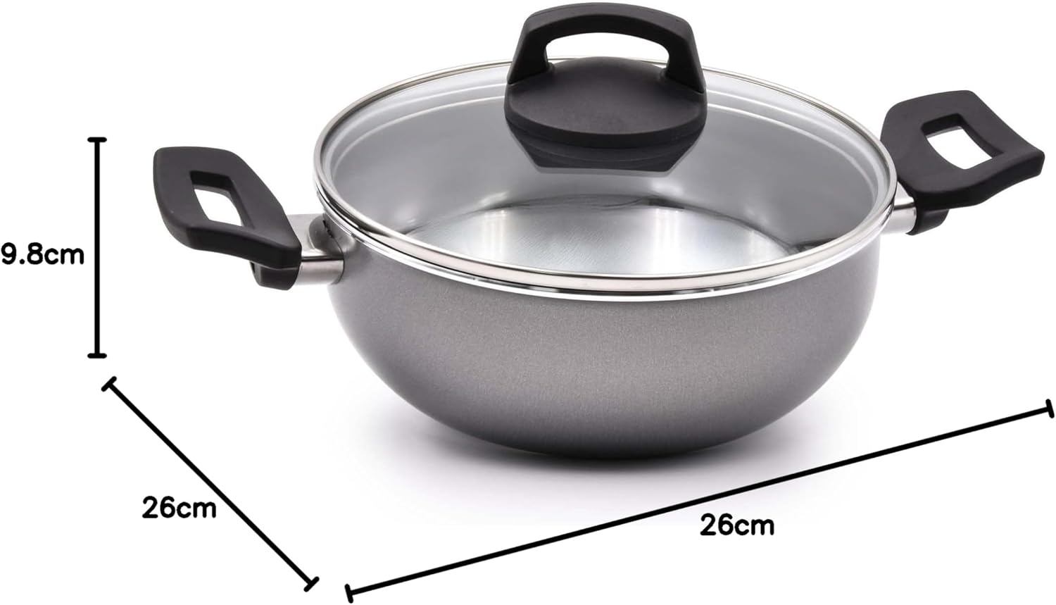 Celar Aluminium Non-Stick Casserole 26cm Bakelite Soft Touch Grey Made in Portugal – Safqqa Egypt