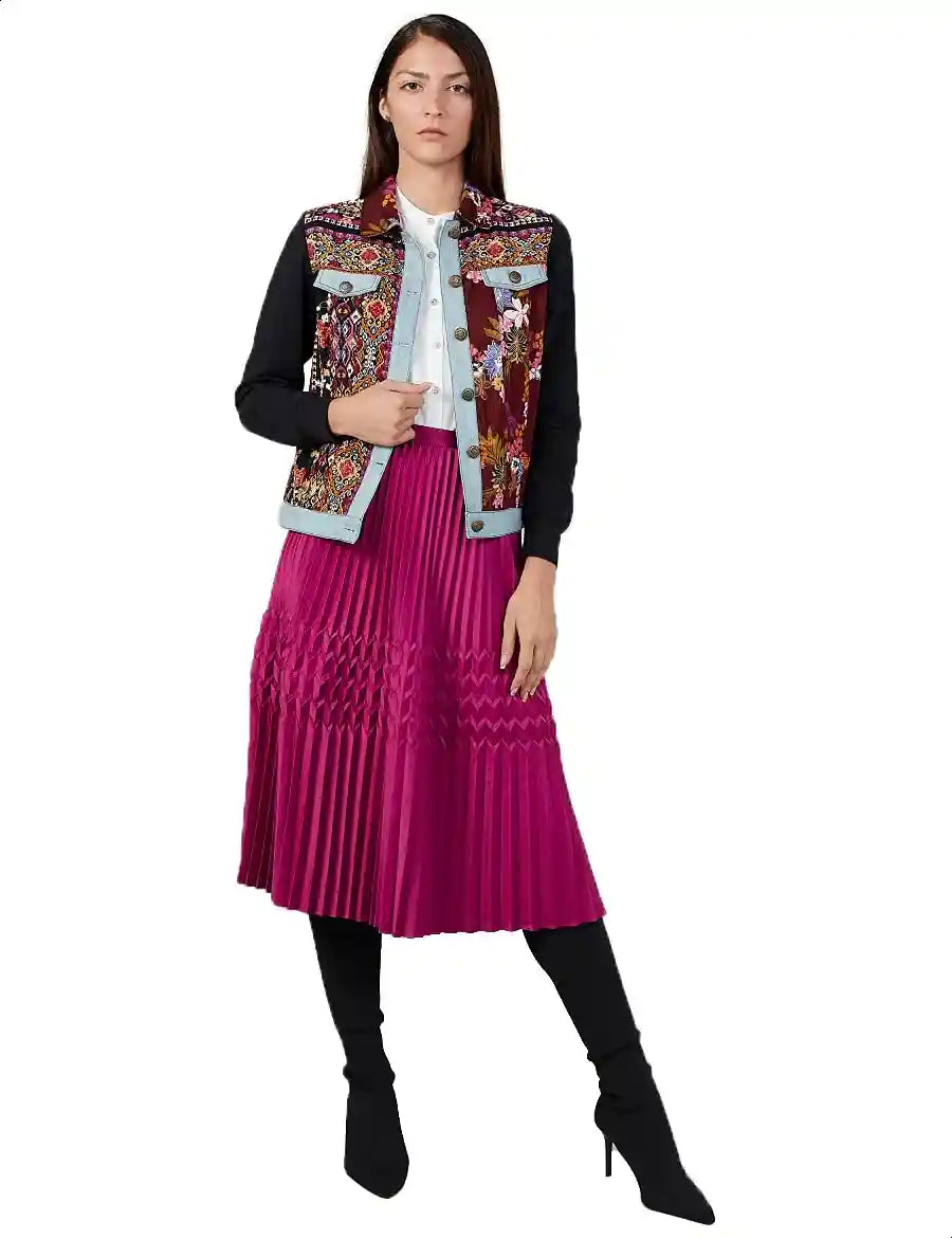 Splash Patterned Midi Pleated Skirt for Women - Safqqa Egypt