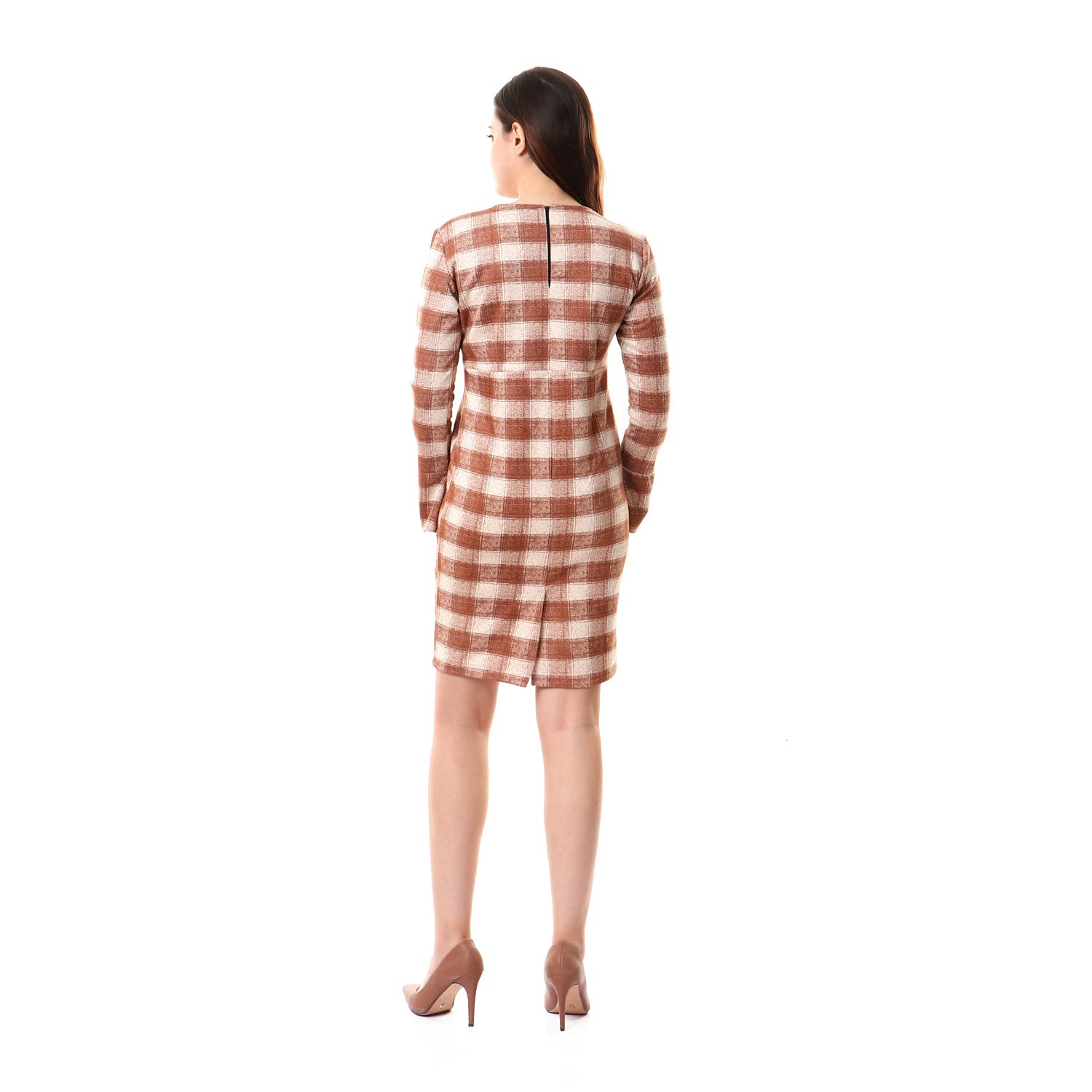 Andora Long Sleeve Plaid Dress For Women,Flattering fit suitable for various body types.