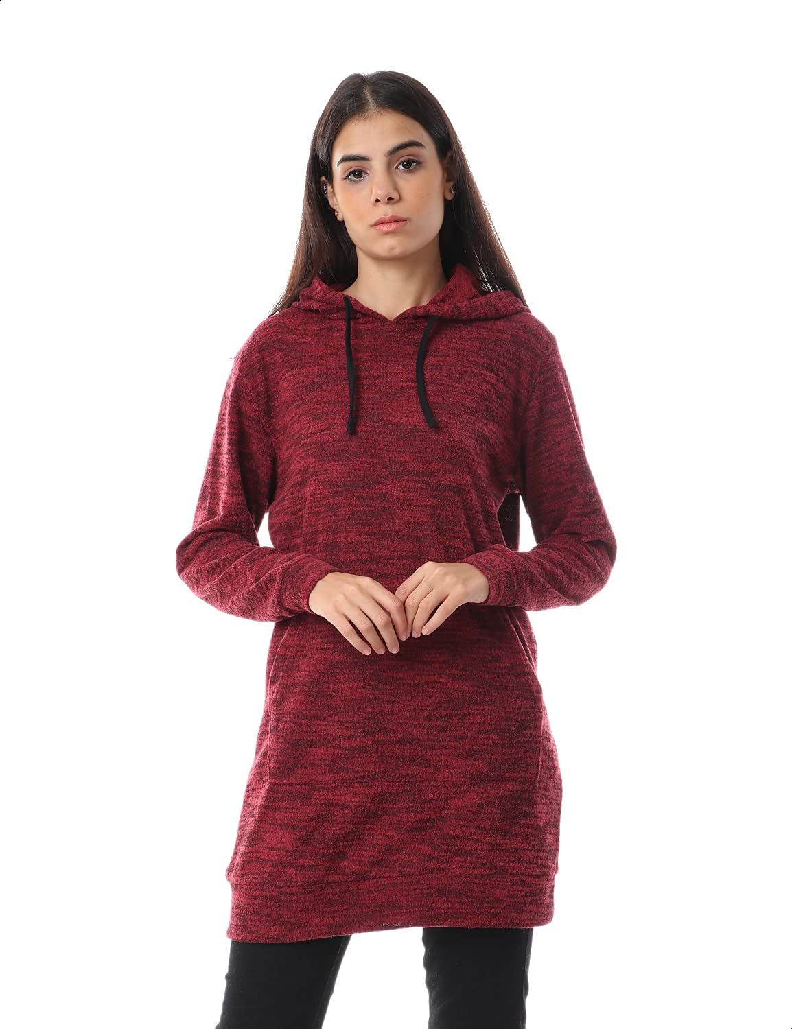 JAMILA Kangaroo Pockets Drawstring Hoodie For Women,Ideal for casual wear, layering, or lounging..