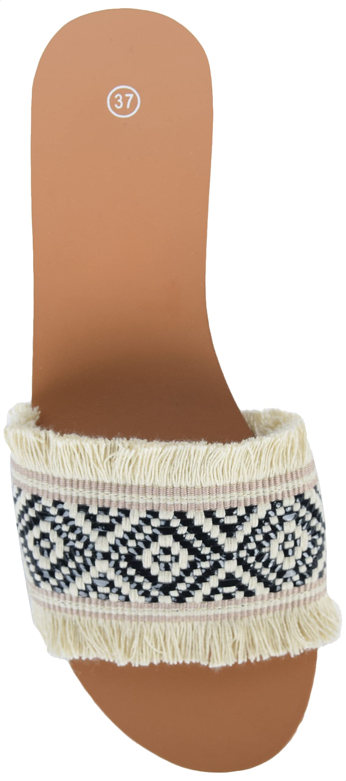 Pixi Two-Tone Fringe Detail Flat Slippers for Women