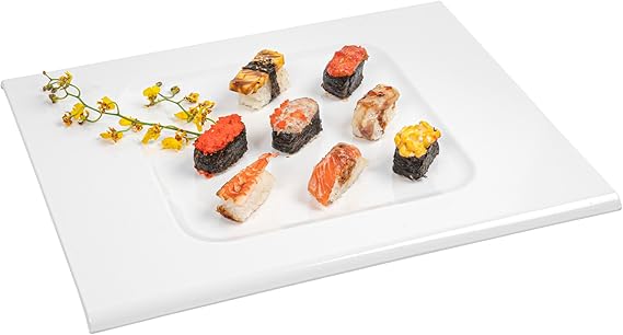 Restaurantware Voga Rectangular Serving Plates 16.5 x 13.5 Inch (Set of 10) – White Melamine Platters