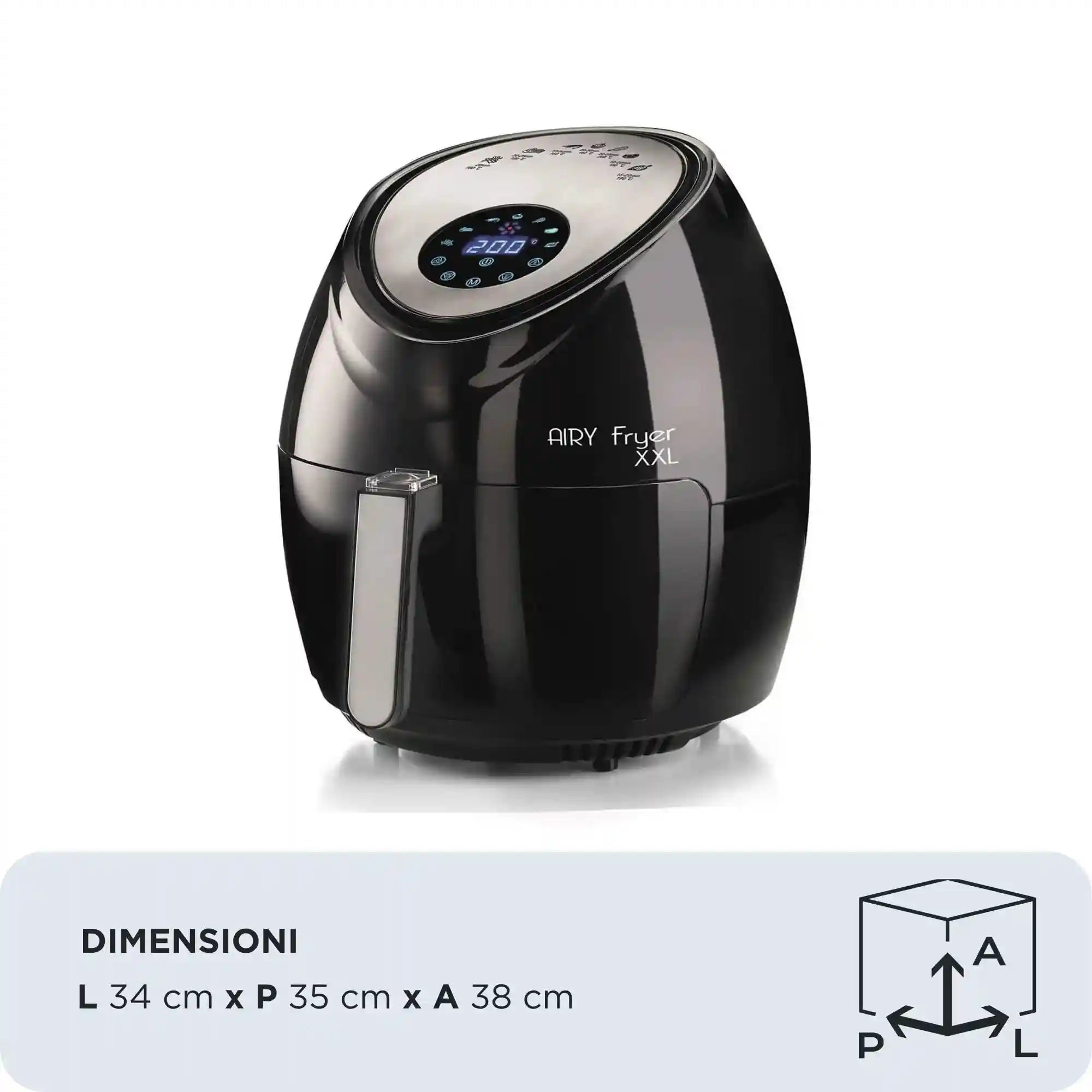 Ariete Airy Fryer 4618, Air Fryer, Fries 2.5 kg of French Fries, 7 Liters, Cooking Without Oil and Fat, 1800 Watts, Black