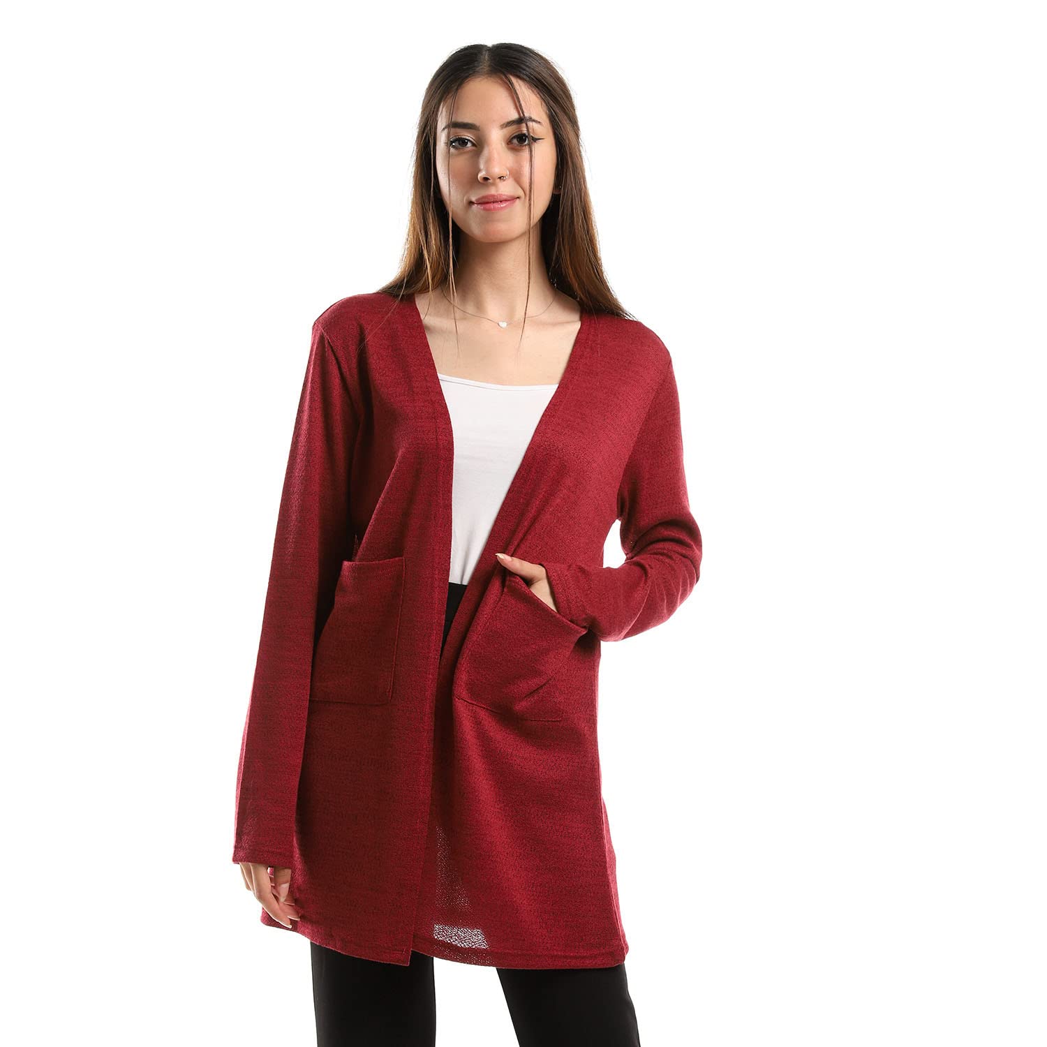 JAMILA Women Long Sleeve Cardigan Sweater with Side Pockets – Soft, Cozy, and Stylish