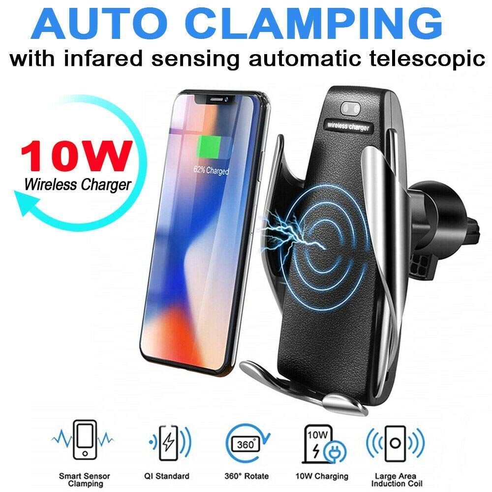 Toxel Penguin S5 2 in 1 Wireless Charger, Smart Automatic Clamping Fast Wireless Car Charger Infrared Auto-sens Air Vent Mount for All Smart Phone, Android Phone and iOS