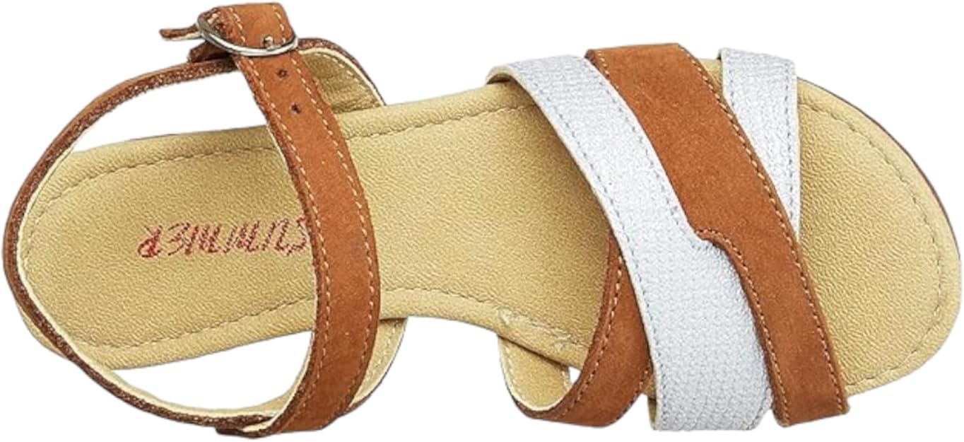 Summer Slingback Velcro Closure Flat Sandals for Girls