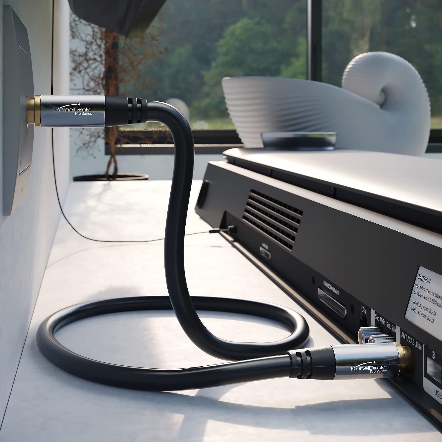 كابل دايركت - هوائي 0.5 متر يمر عبر واقي وبمقبس ذكر محوري الى مقبس انثى فائق للتلفزيون والراديو عالي الجودة دي في بي-تي بي - سي - اس - 2