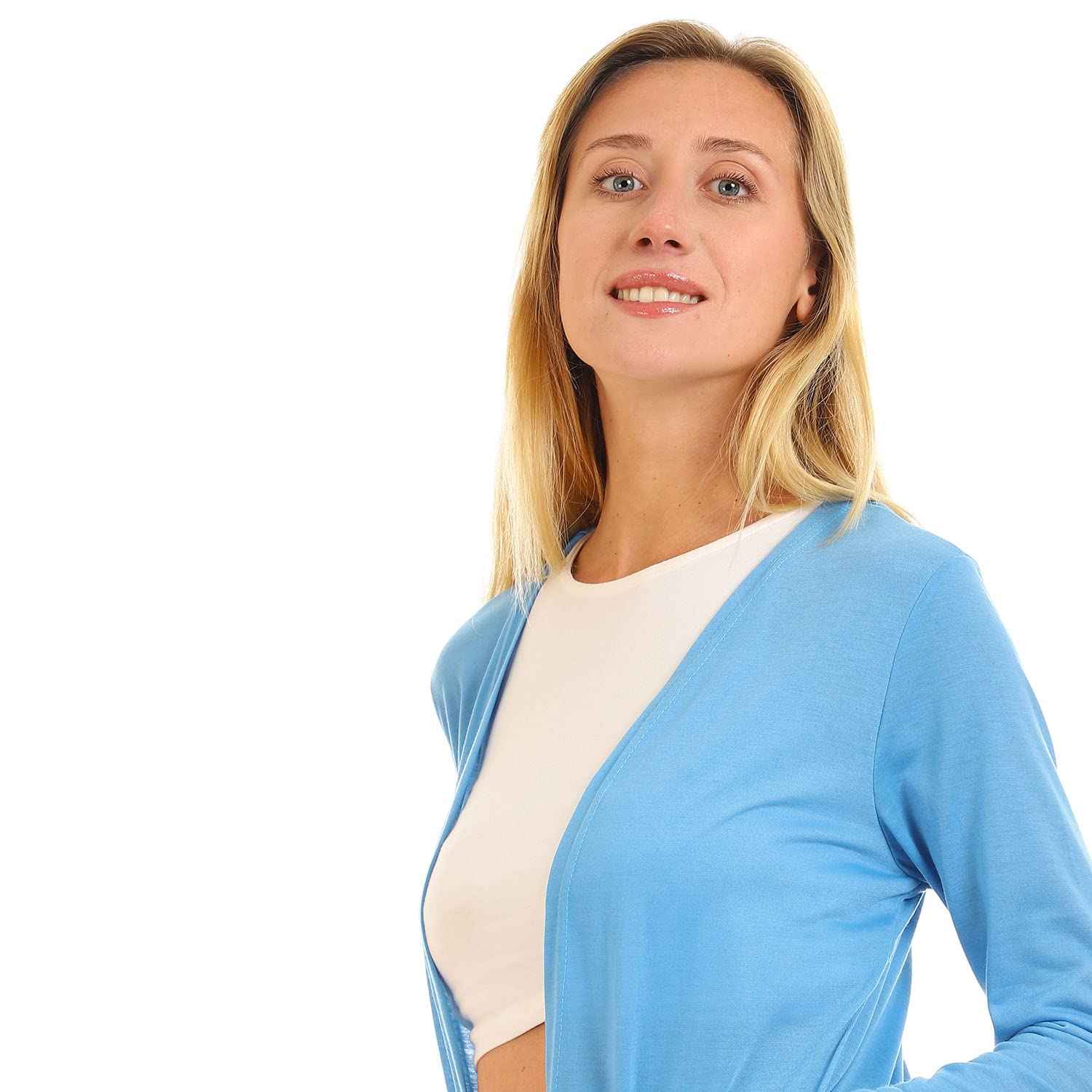 JAMILA Women Basic Plain Open Neckline Cardigan SWEATER