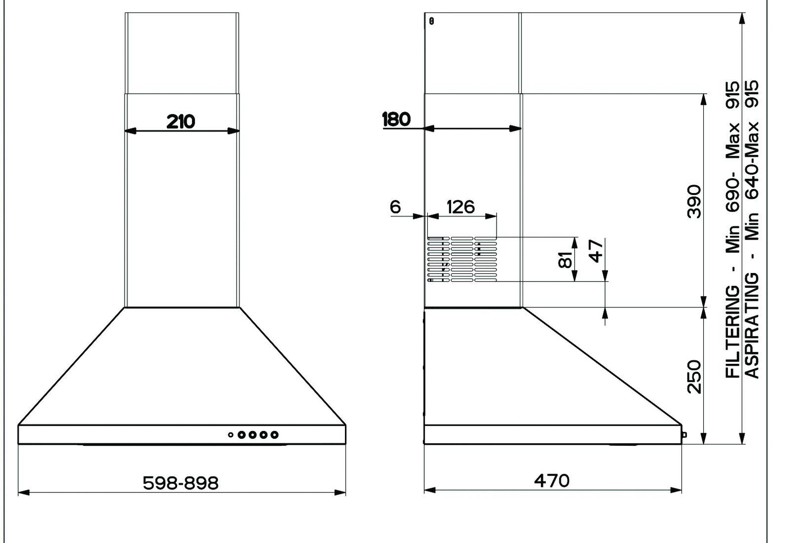 Beko Built-in Chimey Hood 60 Cm, 3 speeds, Stainless steel, 400 m³/h - CWB6441XN