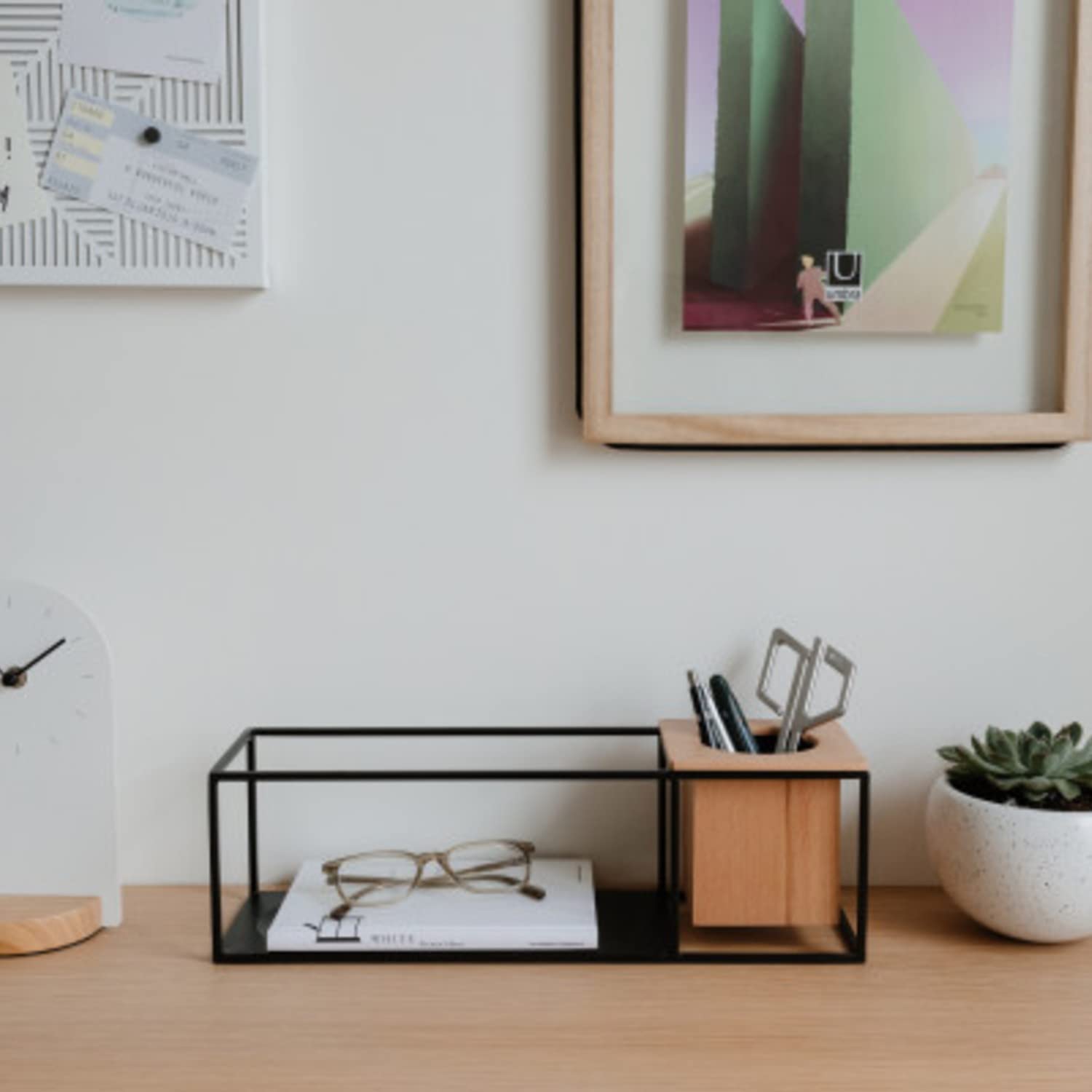 Umbra Cubist Floating Shelf With Built-In Succulent Planter – Modern Wall Décor And Geometric Display For Books, Candles, Mementos, Photos, Indoor Plants More! Small 470755-427