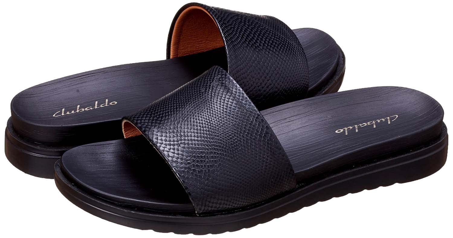 Club Aldo Snakeskin Embossed Faux Leather Round-Toe Slide Slippers For Women