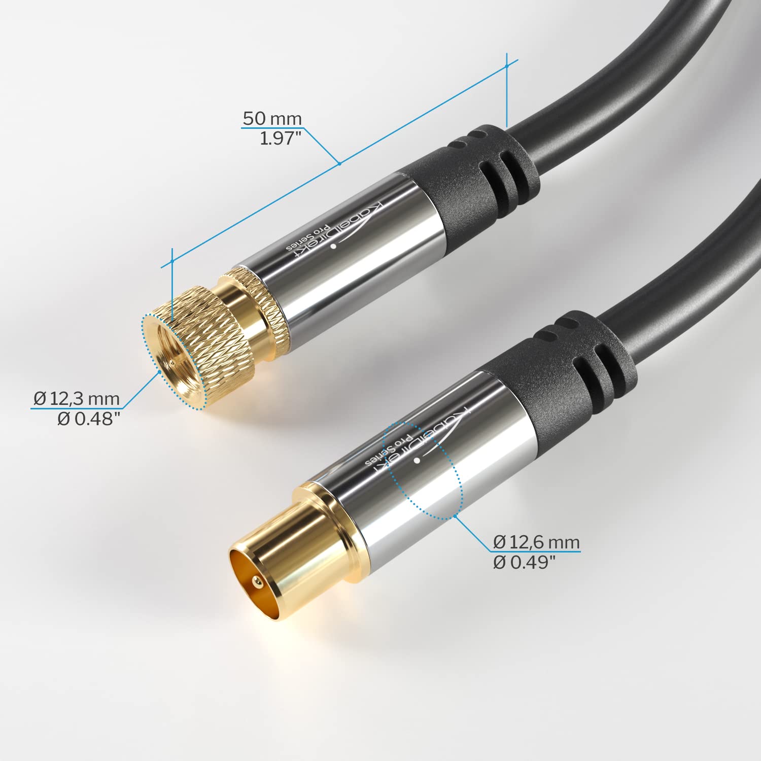 SAT/Aerial Cable with break-proof metal plugs – 10m (TV/Satellite Cable, adapter from F-connector to antenna plug, suitable for TV, radio, DVB-T2/DVB-C/DVB-S/DVB-S2) by CableDirect