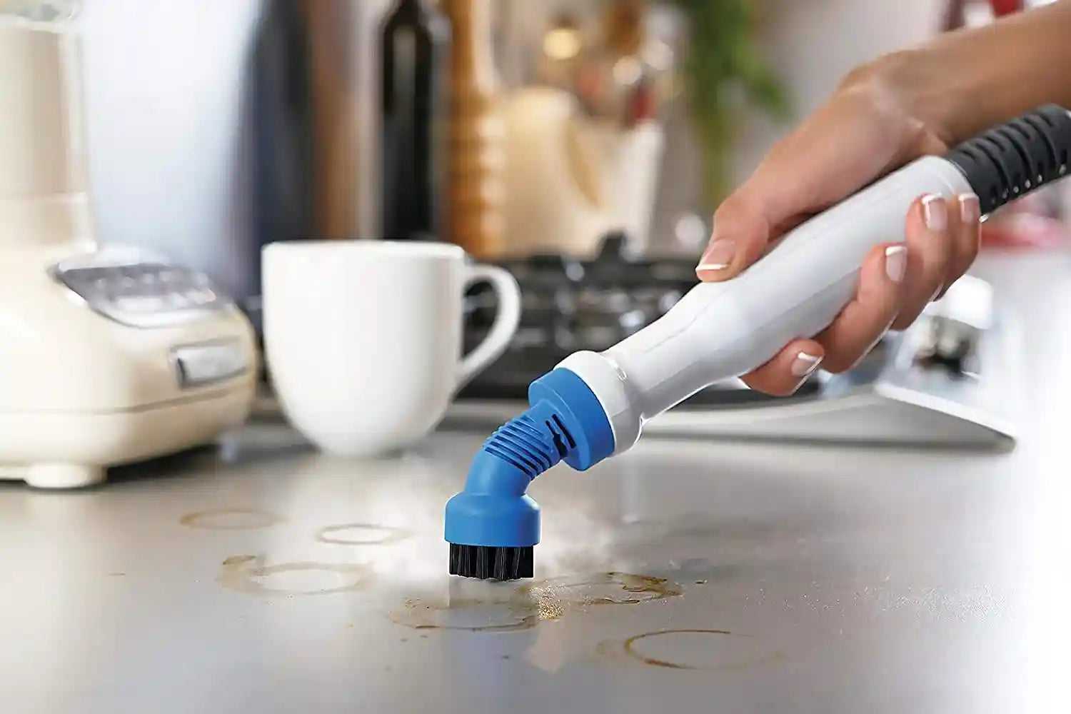 BLACK+DECKER 2-in-1 Steam Mop, 1600W, Fast Heat-Up, Delta Head, Steam Mitt, 11 Accessories, Kills 99.9% of Germs, Auto Select, Microfiber Pad, ECO Friendly, White/Aqua - BHSM166DSM-GB - Safqqa Egypt