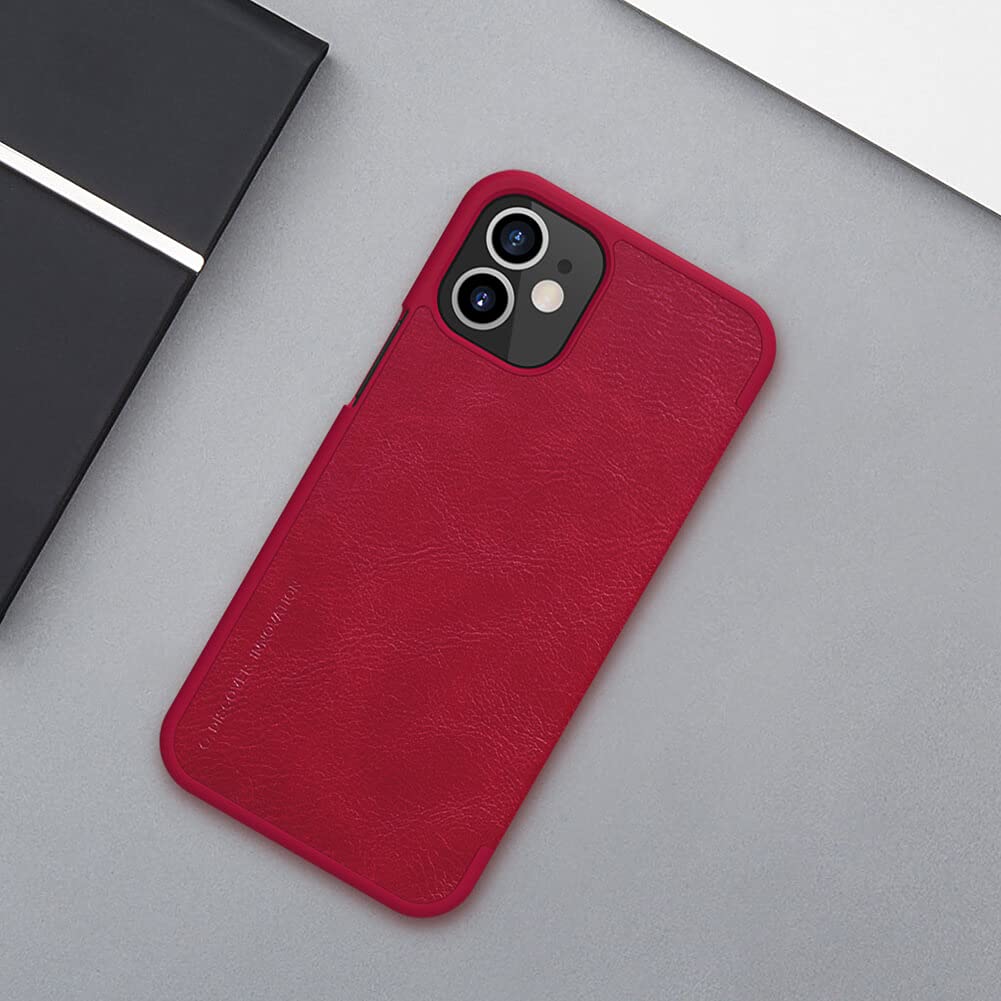 NILLKIN QIN LEATHER FLIP COVER WITH CARD SLOT FOR IPHONE 12 MINI - RED