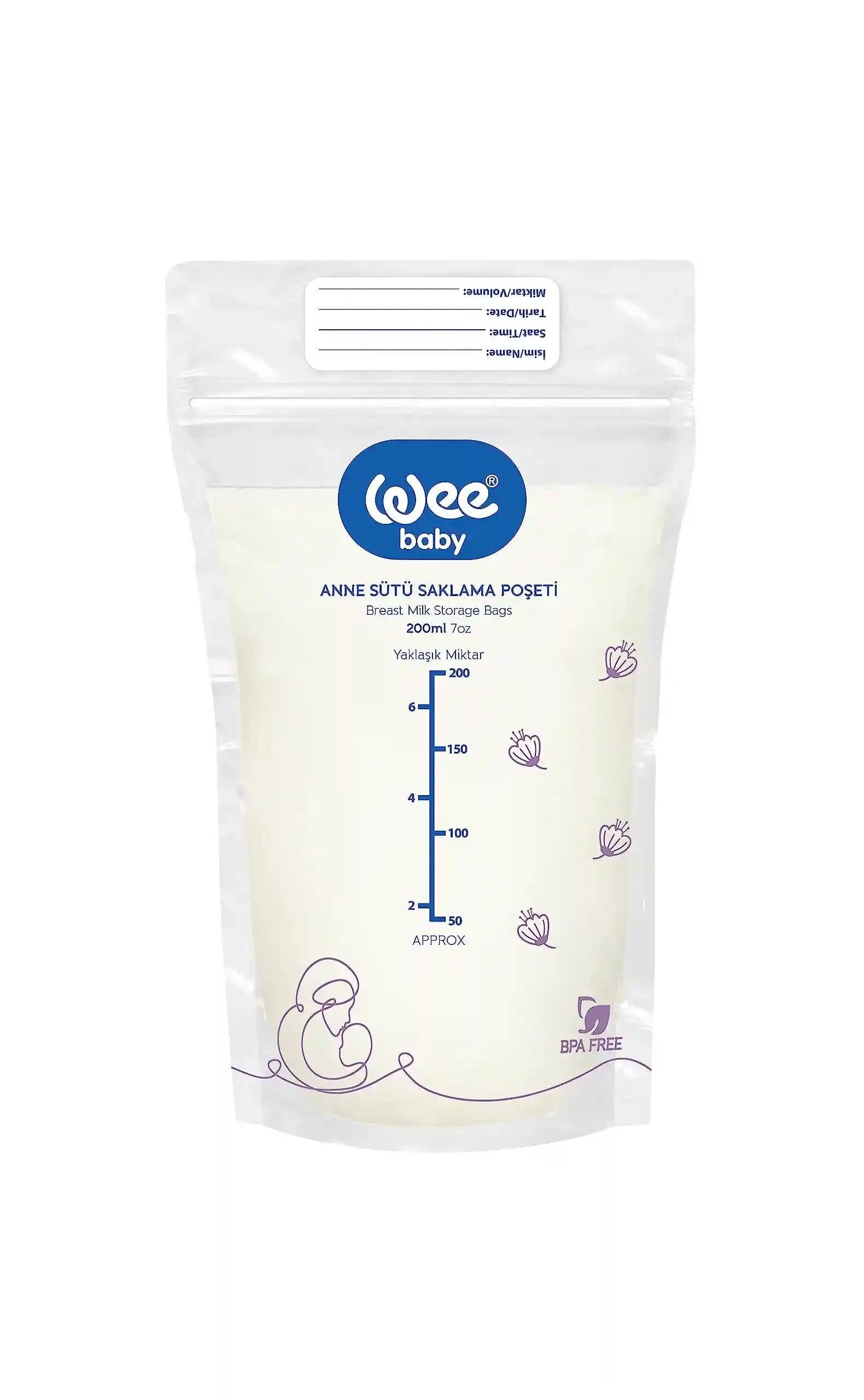 Wee Baby Manual Breast Pump + 20 Milk Storage Bag 200ml., One Size