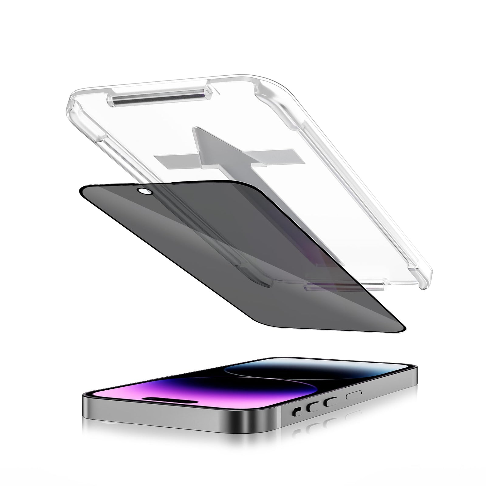 Privacy 9H Tempered Glass Screen Protector With Easy Installation Frame INCLUDED 3D Protector Edge to Edge Protection For iPhone (iPhone 14 Pro Max)