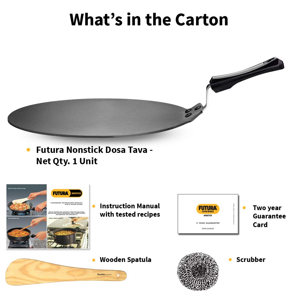 Hawkins Futura 28 cm Dosa Tava, Non Stick Dosa Tawa, Small Dosa Tawa (NDT28) (Black)