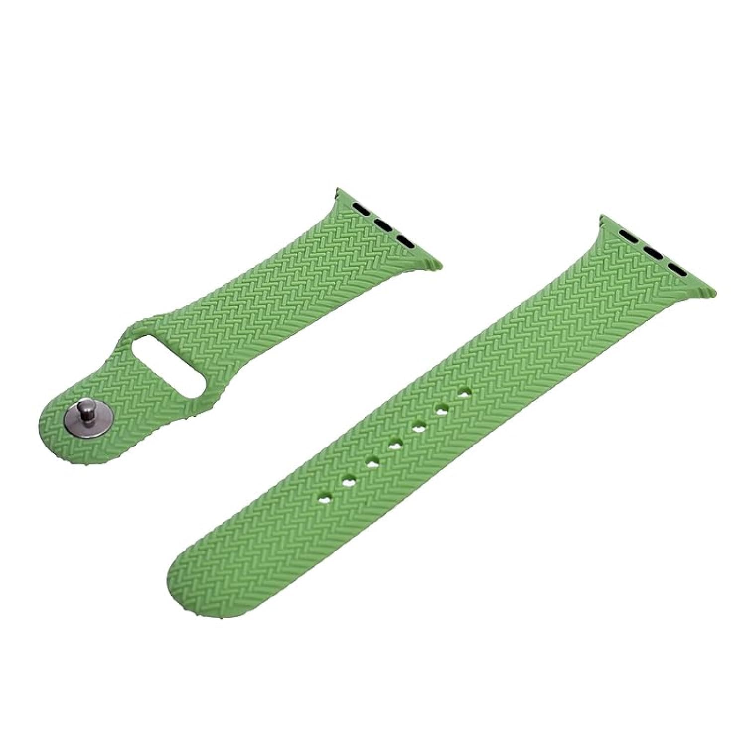 Generic Silicone Adjustable And Expandable Watch Strap With Zigzag Design For Unisex Compatible With Smart Watches 42/44/45 MM - Green