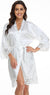 UrHot Women Satin Robe White One Size Soft Sleepwear