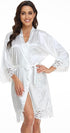 UrHot Women Satin Robe White One Size Soft Sleepwear