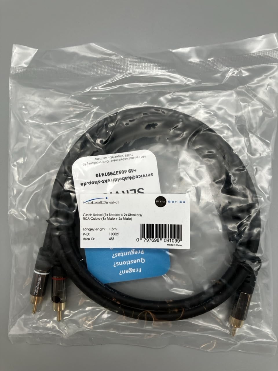 كابل KabelDirekt 458 بطول 1.5 متر RCA/phono Y، 1 إلى 2 RCA/phono، كابل صوت ستيريو (مقابس محورية ذكر/ذكر، تناظري/رقمي، محول للغواصات/الأمبير/Hi-Fis/السينما المنزلية/أجهزة الاستقبال) أسود