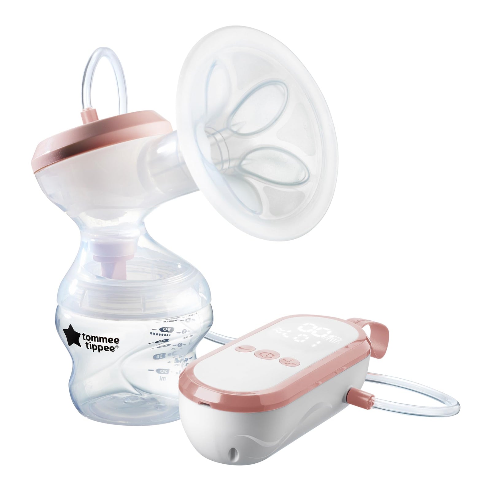 Tommee Tippee Made for Me Single Electric Breast Pump, Strong Suction, Soft Feel, USB Rechargeable, Quiet, Portable, Express Modes, Baby Bottle Included - Safqqa Egypt